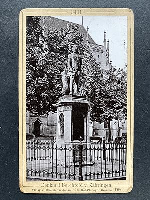 Suisse, Berne, Statue de Berthold V. of Zähringen, vintage CDV albumen print