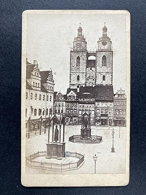 Allemagne, Wittemberg, Place de Luther, vintage CDV albumen print