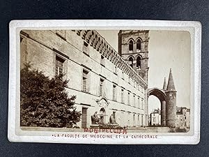 France, Montpellier, Faculté de Médecine et Cathédrale, vintage CDV albumen print