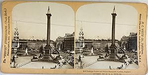 Royaume-Uni, Londres, Vue de Trafalgar Square, Vintage print, circa 1890, Stéréo