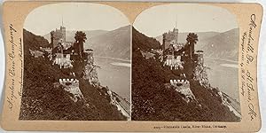 Singley, Germany, River Rhine, Rheinstein Castle, vintage stereo print, 1903