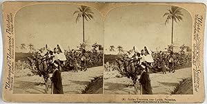 Underwood, Palestine, Lydda, Syrian Travelers, stereo, 1900