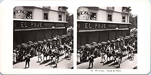 Mexique, Mexico, Parade lors de la Fête des Fleurs, Vintage print, ca.1900, Stéréo