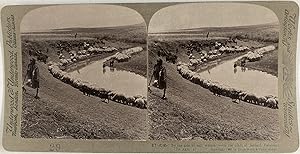 Palestine, Cours d'eau sur la Plaine de Jezreel, Vintage print, ca.1900, Stéréo