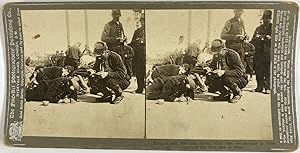 Guerre 1914/18, Soldats français écrivant des lettres, Vintage silver print, ca.1914, Stéréo