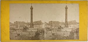 France, Paris, Colonne de la Bastille, Vintage print, circa 1880, Stéréo