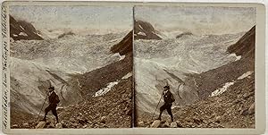 Autriche, Vue du glacier Karlinger Kees, Vintage print, circa 1890, Stéréo