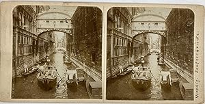 Italie, Venise, Vue du Pont Des Soupirs, Vintage print, circa 1900, Stéréo
