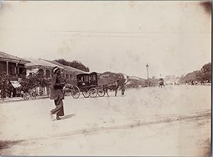 Vietnam, Saïgon, Boulevard Charner, Attelage, vintage carbon print, ca.1910