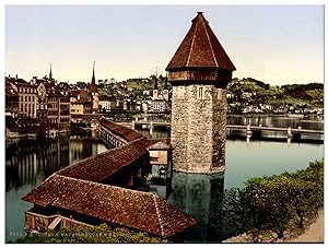 Schweiz, Luzern, Kapellbrücke und Wasserturm