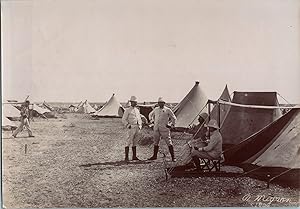 Afrique du Nord, Portrait de colons près de leur campement, Vintage print, circa 1895