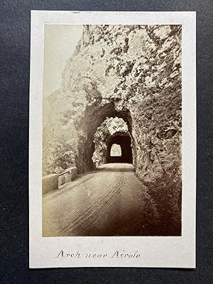 Suisse, Airolo, Arche d'une route dans un rocher, vintage albumen print, ca.1870