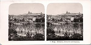 République tchèque, Prague, Vue générale avec Pont, Vintage print, ca.1910, Stéréo