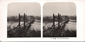 République tchèque, Prague, le Pont Franz Joseph, Vintage print, ca.1900, Stéréo