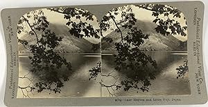Japon, Lac Haruna et Petit Fuji, Vintage print, ca.1900, Stéréo