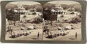 Inde, Mont Abu, Temple des Jains Dilwara, Vintage print, ca.1900, Stéréo