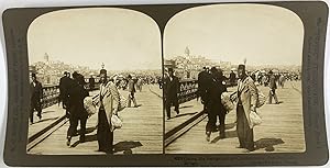 Turquie, Constantinople, Vue du quartier de Galata depuis le pont, Vintage print, ca.1890, Stéréo