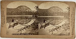 Etats-Unis, Etat de New York, North Conway, Lac Echo, Vintage print, circa 1890, Stéréo