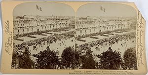 Mexique, Mexico City, Parade du 5 Mai devant le Palais National, Vintage print, Circa 1900, Stéréo