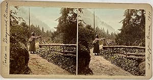 Autriche, Vallée du Zillertal dans le Tyrol, Zemgrund et Hohen Greiner , Vintage print, circa 190...