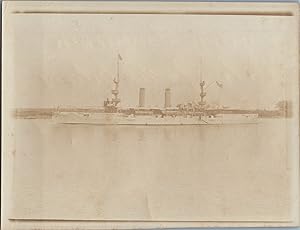 Ceylan, Port de Colombo, Croiseur Américain, City of New Orleans, vintage silver print, ca.1910