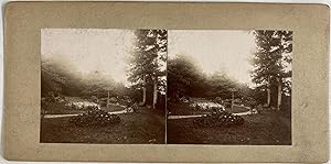 France, Evian-les-Bains, Jardins du Châtelet ?, A Identifier, vintage stereo print, ca.1900