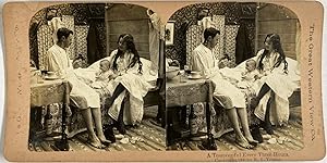 Young, Genre Scene, Family, A Teaspoonfull Every 3 Hours, vintage stereo print, 1900