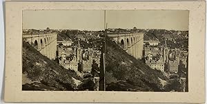 France, Morlaix, Viaduc et Eglise Saint-Melaine, vintage stereo print, ca.1900