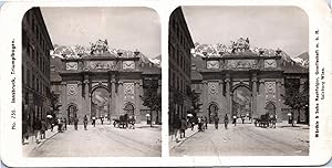 Autriche, Innsbruck, Arc de Triomphe, Vintage print, ca.1900, Stéréo