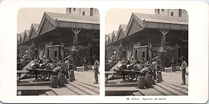 Italie, Gênes (Genova), Ouvriers du port, Vintage print, ca.1900, Stéréo