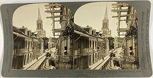 Martinique, Fort-de-France, Rue Saint-Louis et la Cathédrale, Vintage print, ca.1900, Stéréo