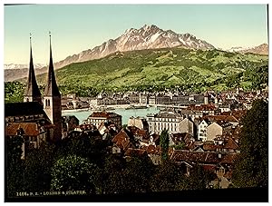 Schweiz, Luzern mit Pilatus von Felsberg aus