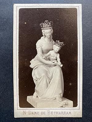 France, Sculpture et Prière à Notre-Dame de Bétharram, Vintage albumen print, ca.1870