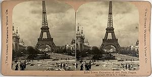 Young, Paris, Tour Eiffel à l'Exposition de 1900, vintage stereo print, 1900