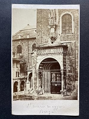 Italie, Bergamo, Basilique Santa Maria Maggiore, portail, vintage albumen print, ca.1870