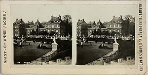 France, Paris, Jardin du Luxembourg, Le Palais, vintage stereo print, ca.1900