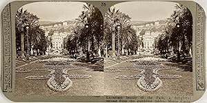 Monaco, Jardins du Casino, vintage stereo print, ca.1900