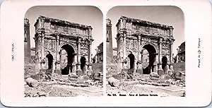 Italie, Rome, Arc de Septime Sévère, Arco di Settimio Severo, Vintage print, ca.1900, Stéréo