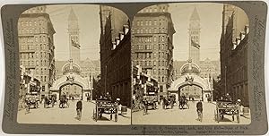 Canada, Toronto, Templede l'IOF et Hôtel de Ville, Vintage albumen print, ca.1890, Stéréo