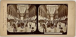 Italie, Milan, Galerie Victor Emmanuel, Vintage print, circa 1890, Stéréo