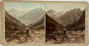 Autriche, Zillertal, Zemmgrund et Hohen Greiner 2, Vintage print, circa 1900, Stéréo