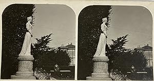 Autriche, Salzbourg, Vue de la statue Kaiserin-Elisabeth-Denkmal, Vintage print, circa 1900, Stéréo