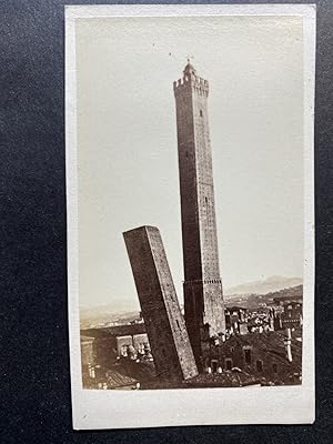 Italie, Bologne, les Deux Tours inclinées, vintage albumen print, ca.1870