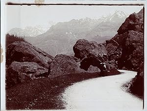 France, Vue d'un chemin en montagne, Vintage print, circa 1890