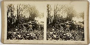 France, Première Guerre mondiale, Soldats et Mitrailleuse, vintage stereo print, ca.1915