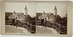 République Tchèque, Château de Krivoklát, Hommes aux Chapeaux, vintage stereo print, ca.1900