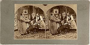 Genre Scene, Tooth Drawing, vintage stereo print, ca.1900