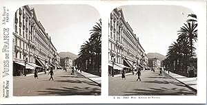 France, Nice, Avenue de Verdun, Vintage print, ca.1910, Stéréo