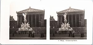 Autriche, Vienne, le Parlement, Vintage print, ca.1900, Stéréo