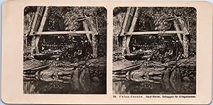 Les Palaos, Ile de Koror, Hangar pour canoë de guerre, Vintage print, ca.1900, Stéréo